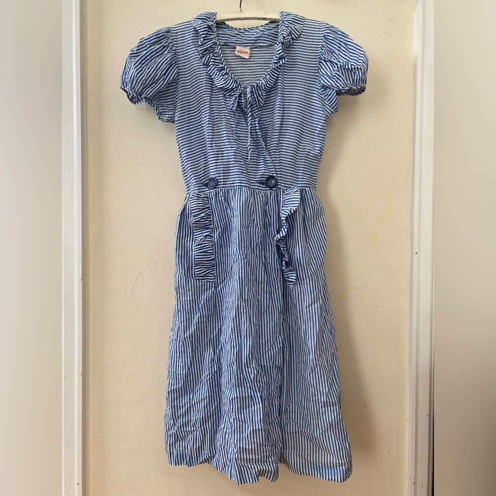 1940s Blue Pinstripe Wrap Dress $200